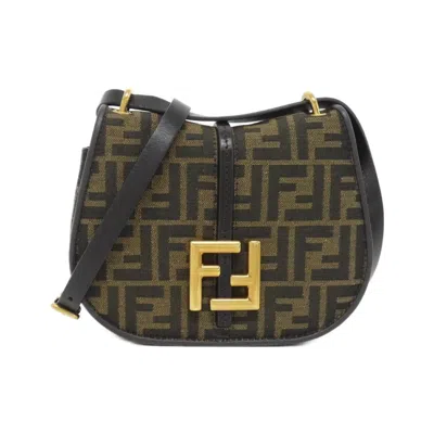 Pre-owned Fendi Gold Canvas Leather Shoulder Bag ()