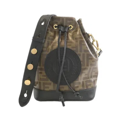 Pre-owned Fendi Gold Coated Canvas Leather Shoulder Bag ()