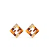 Fendi Square Shape Printed Plexiglass Earrings In Gold