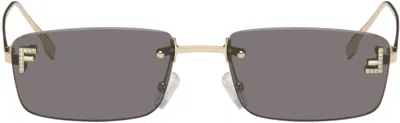 Fendi Gold ' First' Crystal Sunglasses In Gray