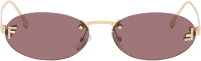 Fendi Gold ' First' Crystal Sunglasses In Pink