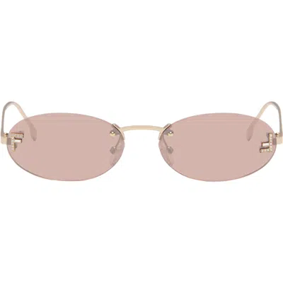 Fendi Gold ' First' Crystal Sunglasses In Pink