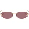 Fendi Rimless Oval-frame Crystal-embellished Gold-tone Sunglasses In Brown