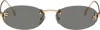Fendi Fe4075us Oval-frame Metal Sunglasses In Shiny End Gold/smoke