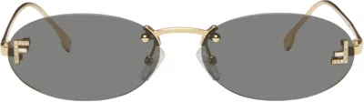 Fendi Fe4075us Oval-frame Metal Sunglasses In Grey