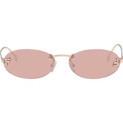 Fendi Gold ' First' Crystal Sunglasses In Shiny Endura Gold /