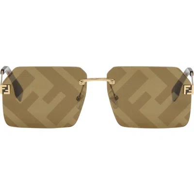 Fendi Gold  Sky Sunglasses In Brown
