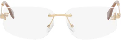 Fendi Gold First Crystal Glasses In Shiny Endura Gold