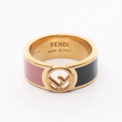 Pre-owned Fendi Gold Green Pink Gold Plating Band Ring ()