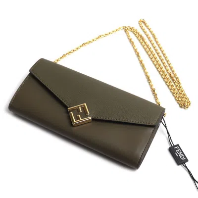 Pre-owned Fendi Gold Leather Chain/shoulder Wallet ()