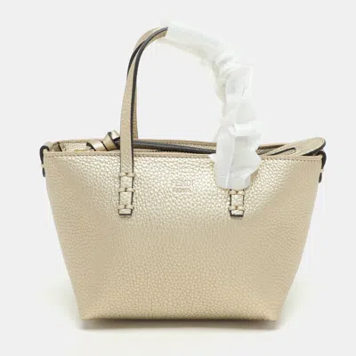Pre-owned Fendi Gold Leather Selleria Mini Roll Tote