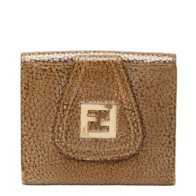 Pre-owned Fendi Gold Leather Wallet (bi-fold) ()