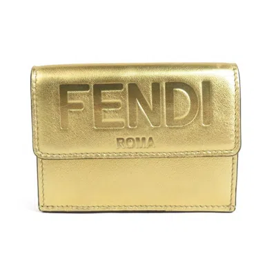 Pre-owned Fendi Gold Leather Wallet (tri-fold) ()