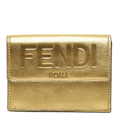 Pre-owned Fendi Gold Leather Wallet (tri-fold) ()