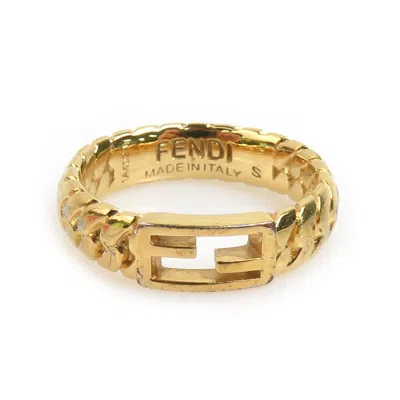 Pre-owned Fendi Gold Metal Band Ring ()