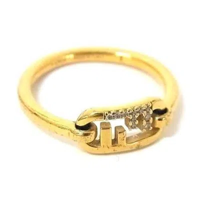 Pre-owned Fendi Gold Metal Band Ring ()