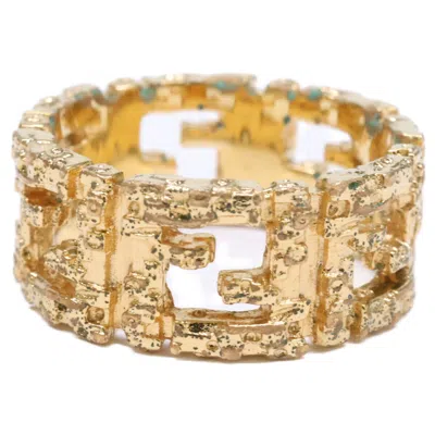 Pre-owned Fendi Gold Metal Band Ring ()