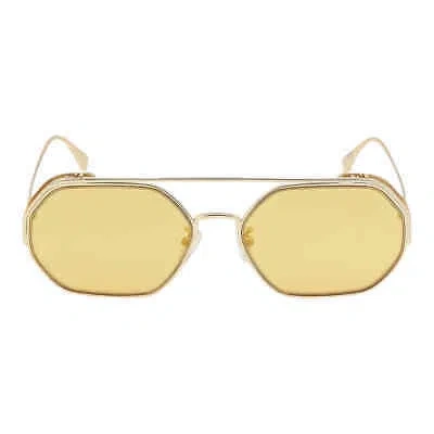 Pre-owned Fendi Gold Mirror Geometric Ladies Sunglasses Fe40039u 10l 57 Fe40039u 10l 57 In Yellow