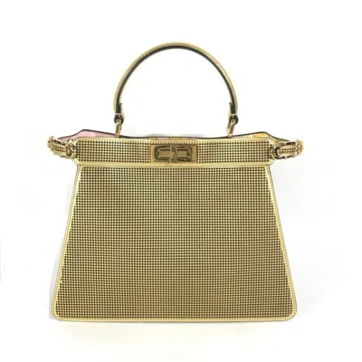 Pre-owned Fendi Gold Pink Leather Handbag Shoulder Bag () In Multi