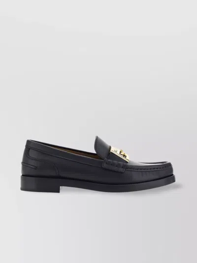 Fendi Gold-plated Logo Calfskin Loafers