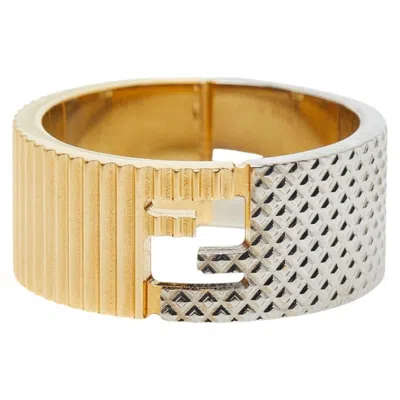 Pre-owned Fendi Gold Silver Gold Plating Metal Band Ring () In Multi