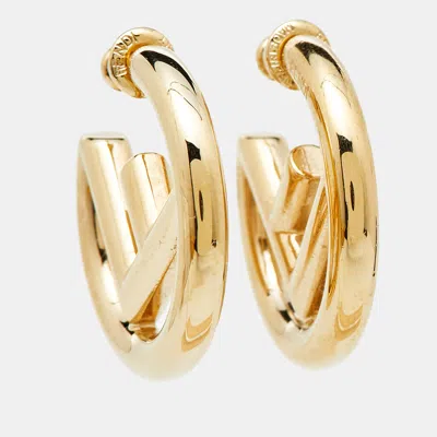 Pre-owned Fendi Gold Tone Hoop Earrings