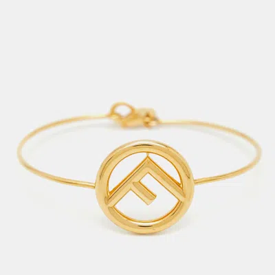 Pre-owned Fendi Gold Tone Narrow Bangle Bracelet L