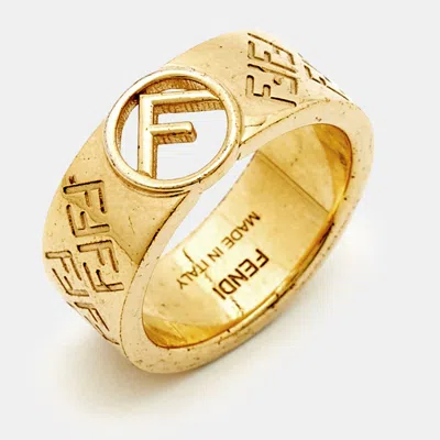 Pre-owned Fendi Gold Tone Ring Size 55
