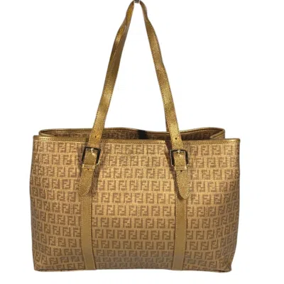 Pre-owned Fendi Gold Zucca Pvc Leather Shoulder Bag Tote Bag ()