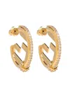 Fendi Ever Round Small Hoop Earrings With Crystal Bezels Accessories In Gold