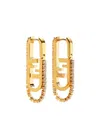 Fendi Geometric Stone Embellished Earrings Collection In Gold