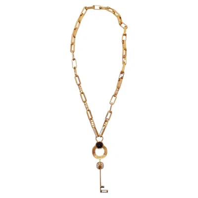 Pre-owned Fendi Gold-tone Key Pendant Chain Necklace In Multiple