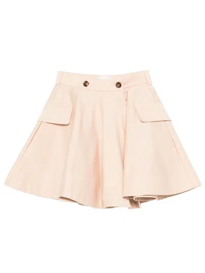Fendi Kids' Heavy Gabardine Circle Skirt In Nude