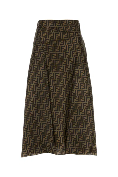 FENDI GONNA IN SETA RICAMATA DONNA