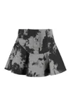 Fendi Ff Denim Skirt With Frosted Fauna Motif In Black