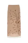 Fendi Embroidered Tulle Maxi Skirt With Sheer Overlay