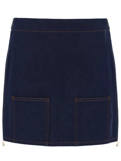 Fendi Denim Mini Skirt Reverse Ff In Neutral