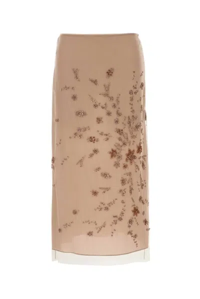 Fendi Antiqued Pink Tulle Skirt In Neutral