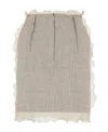 Fendi Beige Houndstooth Wool Skirt In Nude