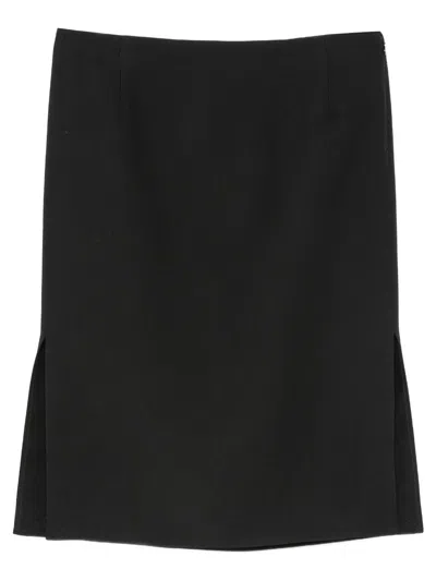 Fendi Gonna Tubino In Lana E Seta In Black