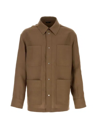 Fendi Go-to Logo-embroidered Jacket In Brown