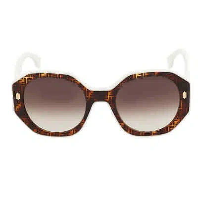 Pre-owned Fendi Gradient Brown Geometric Ladies Sunglasses Fe40045i 55f 54 Fe40045i 55f 54