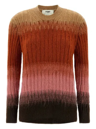 FENDI FENDI GRADIENT MOHAIR AND WOOL FITTED JUMPER CLOTHING