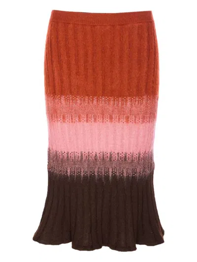 FENDI FENDI GRADIENT MOHAIR AND WOOL HIGH-WAISTED MIDI SKIRT CLOTHING