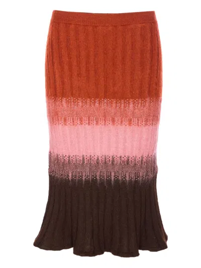 FENDI GRADIENT MOHAIR AND WOOL HIGH-WAISTED MIDI SKIRT
