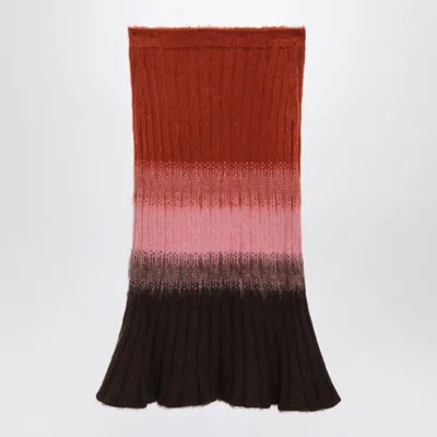 FENDI FENDI GRADIENT MOHAIR AND WOOL HIGH-WAISTED MIDI SKIRT