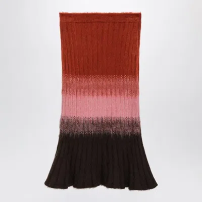 Fendi Gradient Mohair And Wool High-waisted Midi Skirt In Multi