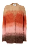 Fendi Gradient Mohair-blend Cardigan In Brown