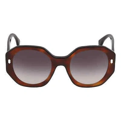 Pre-owned Fendi Gradient Smoke Geometric Ladies Sunglasses Fe40045i 53b 54 Fe40045i 53b 54 In Gray