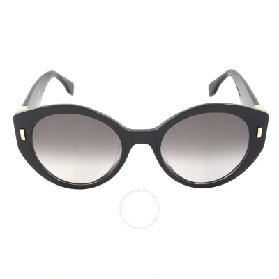 Fendi Gradient Smoke Round Ladies Sunglasses Fe40037u 01b 55 In Black